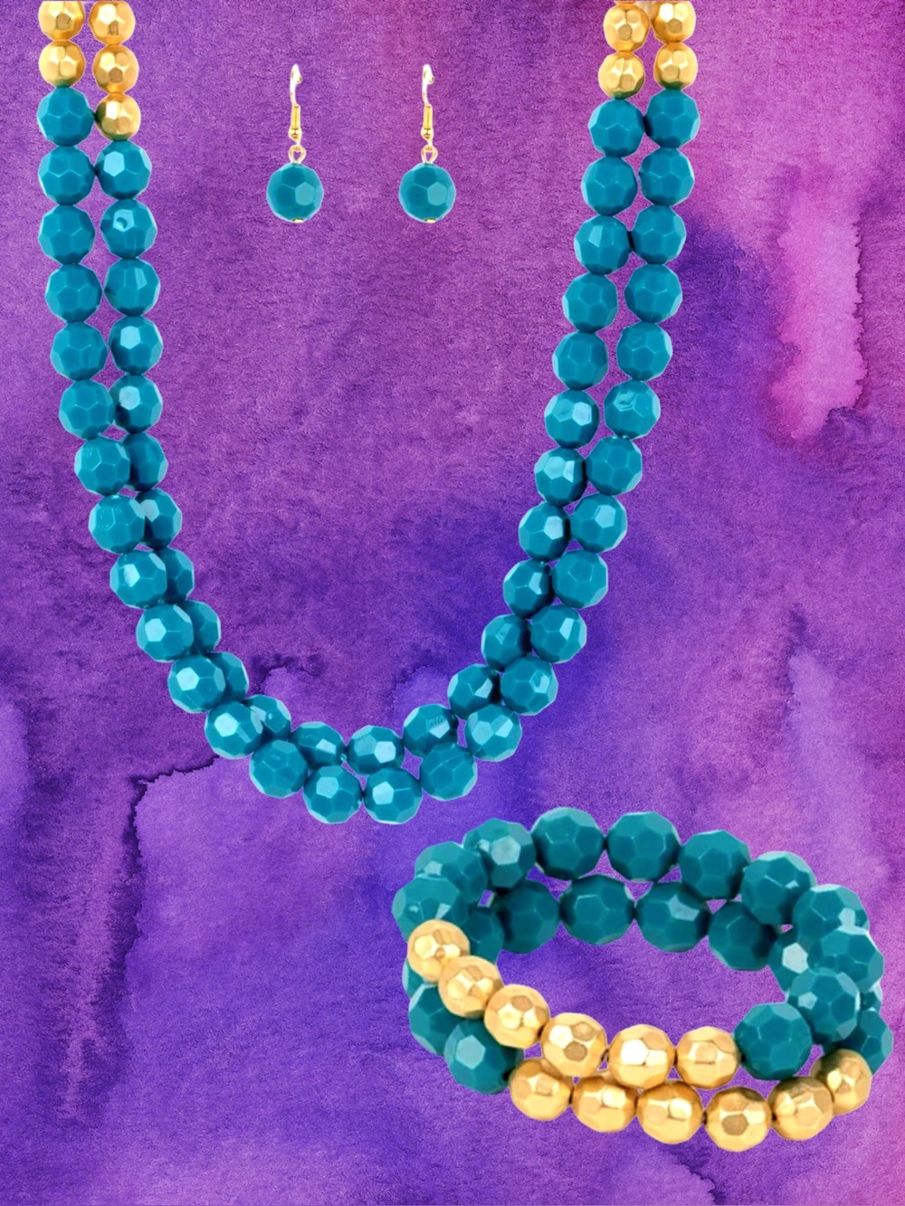 🆕Paparazzi Women’s Short Gold Tone Teal Blue & Gold Beaded Necklace💜💜
